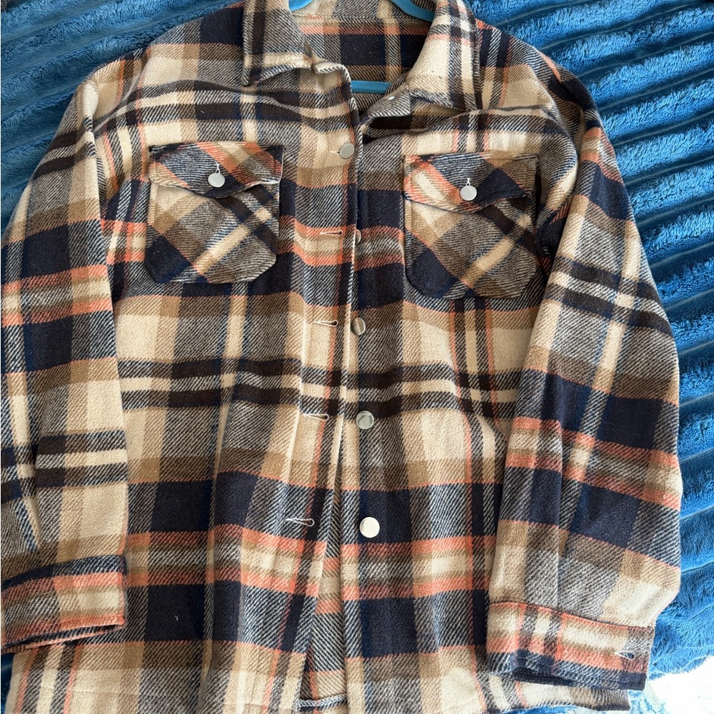 Plaid Button-Up Shirt Jacket